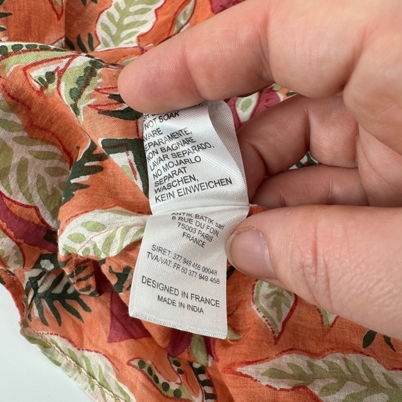 Antik Batik Women's Kalao Floral Long Sleeve Flowy Boho Peasant Blouse Size 40 M - Picture 12 of 16